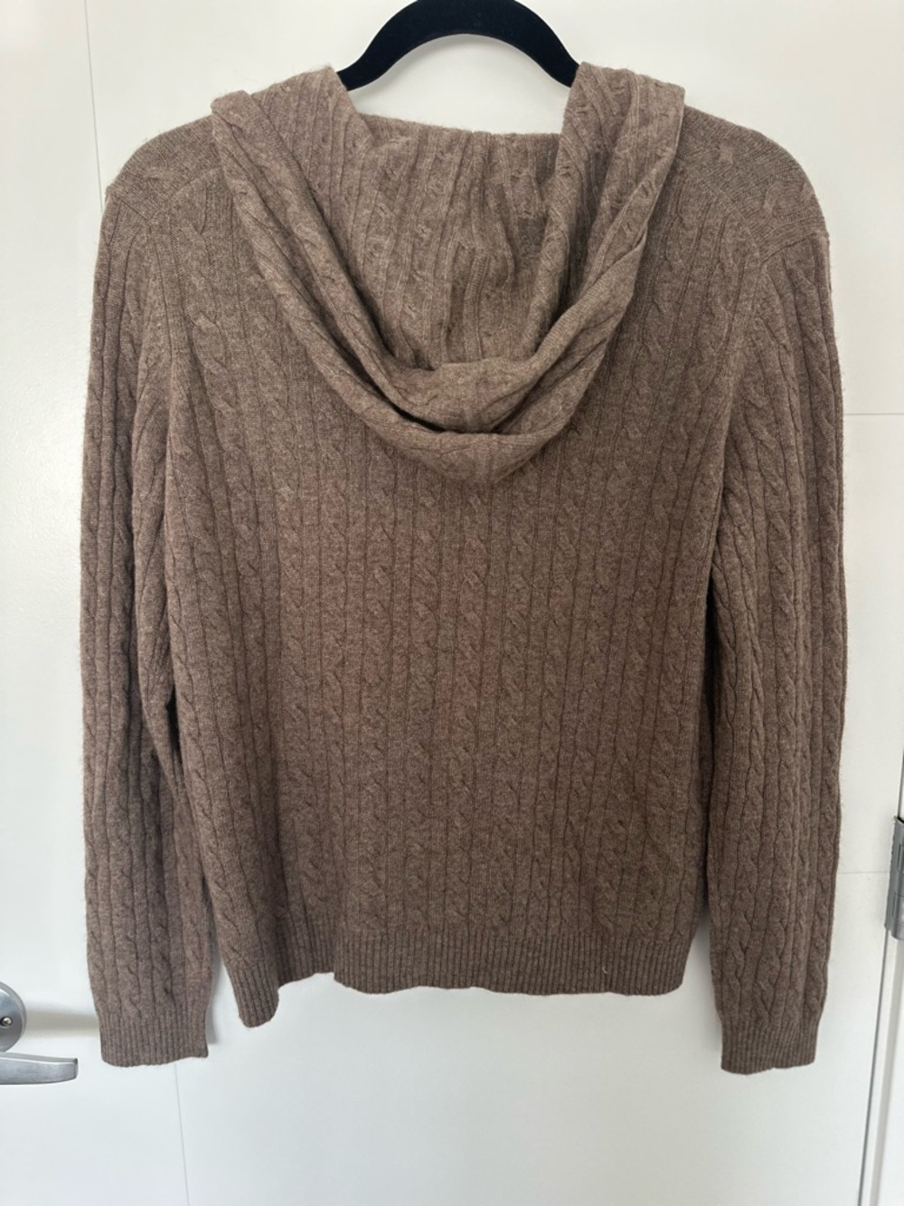Charter Club 100% 2-Ply Cashmere Cable Knit Hooded Zip-Up Sweater Beige Size S - Picture 4 of 5